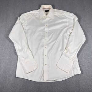 Eton Ganghester 1928 White Herringbone Dress Shirt Mens 17.5 44 French Cuff